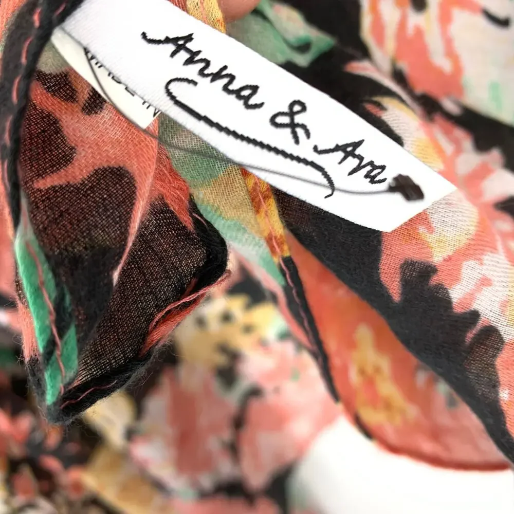 Anna & Ava Kimono Womens One Size Semi Sheer Multicolor Floral Print